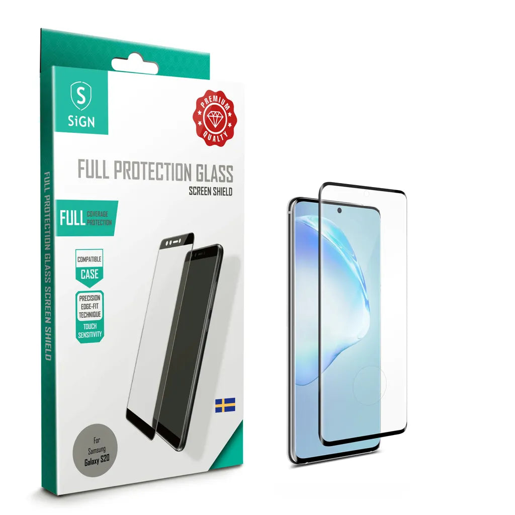 SiGN Heldekkende Skjermbeskytter i Herdet Glass for Samsung Galaxy S20